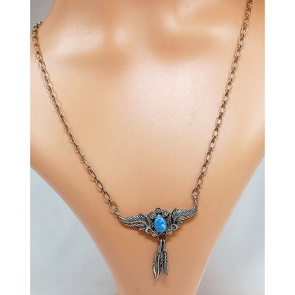 Richard Begay Navajo Necklace Sterling Silver Blue Stone - Picture 2 of 6